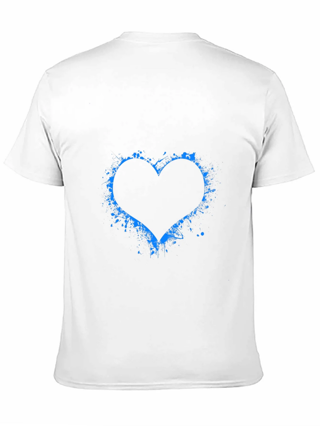 Blue Splatter Heart Black T-Shirt