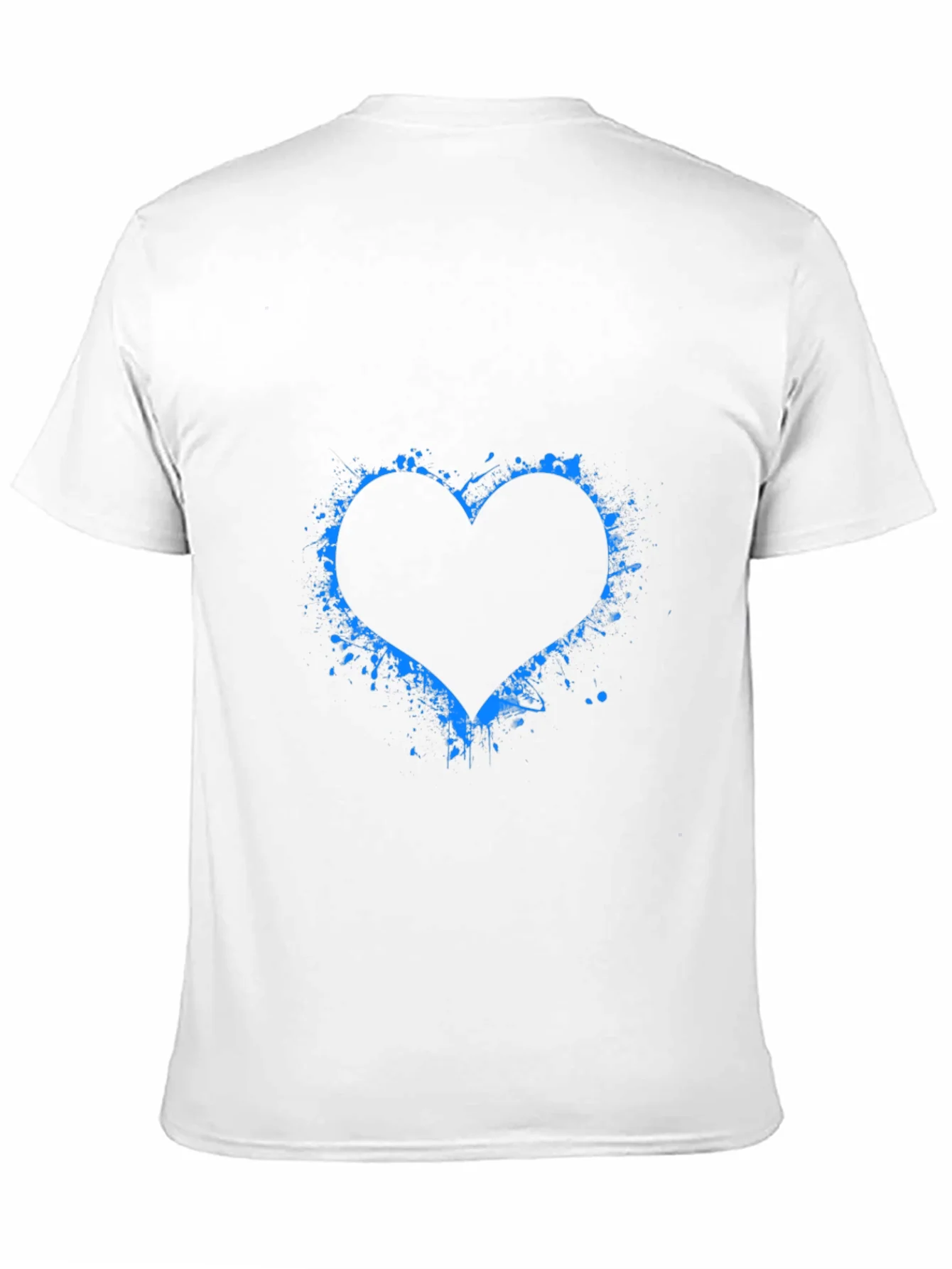 Blue Splatter Heart Black T-Shirt