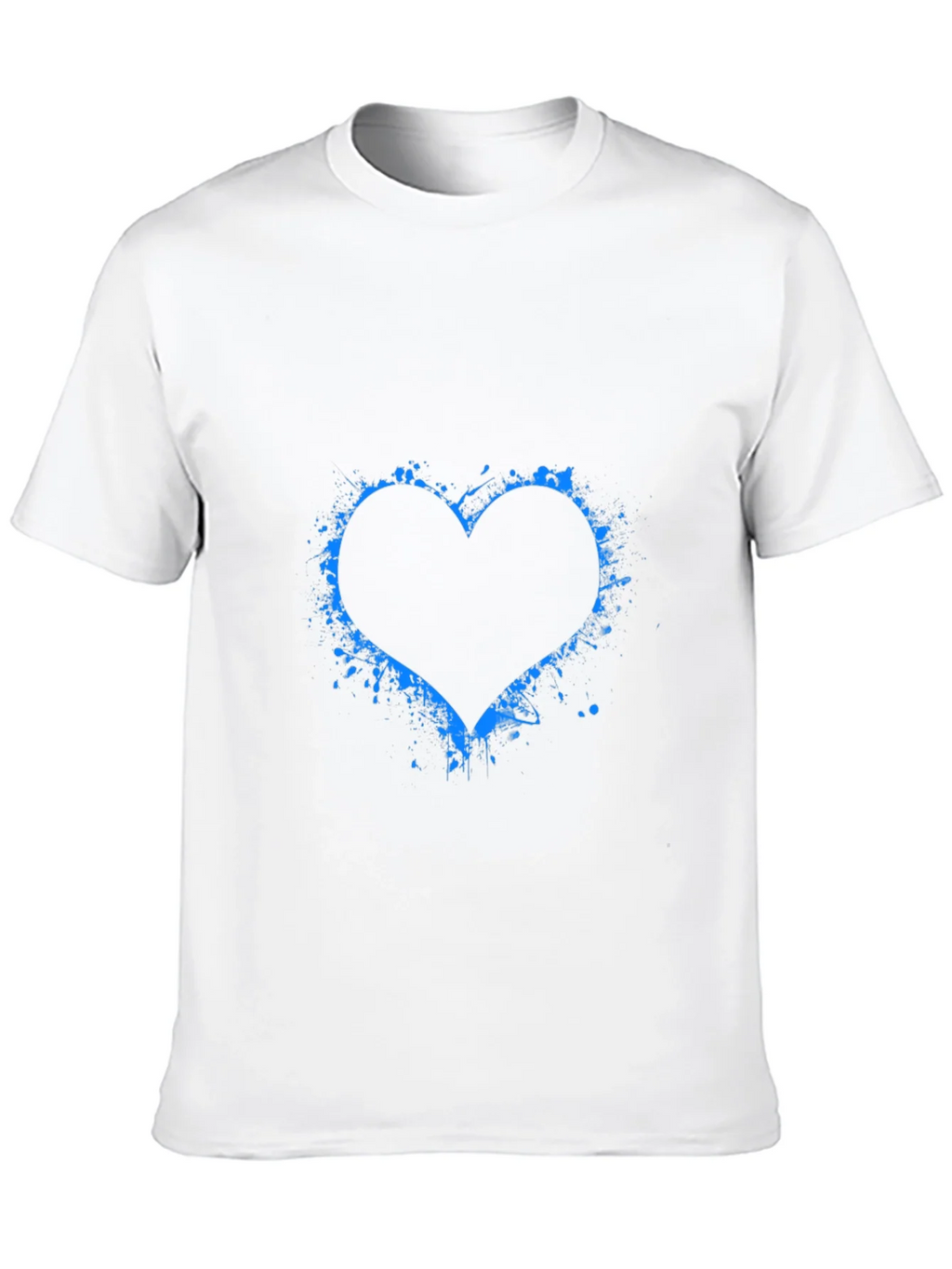 Blue Splatter Heart Black T-Shirt