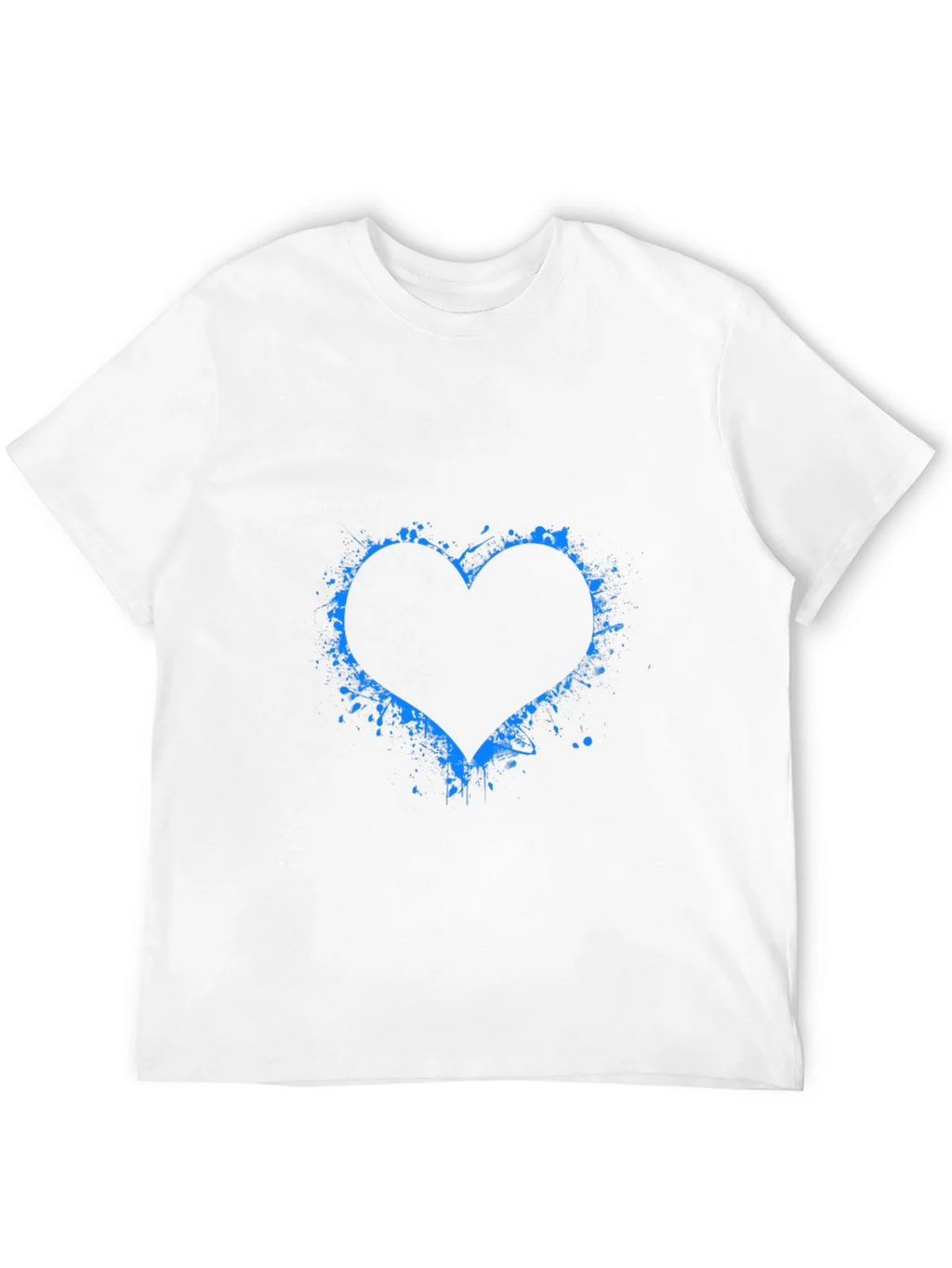Blue Splatter Heart Black T-Shirt