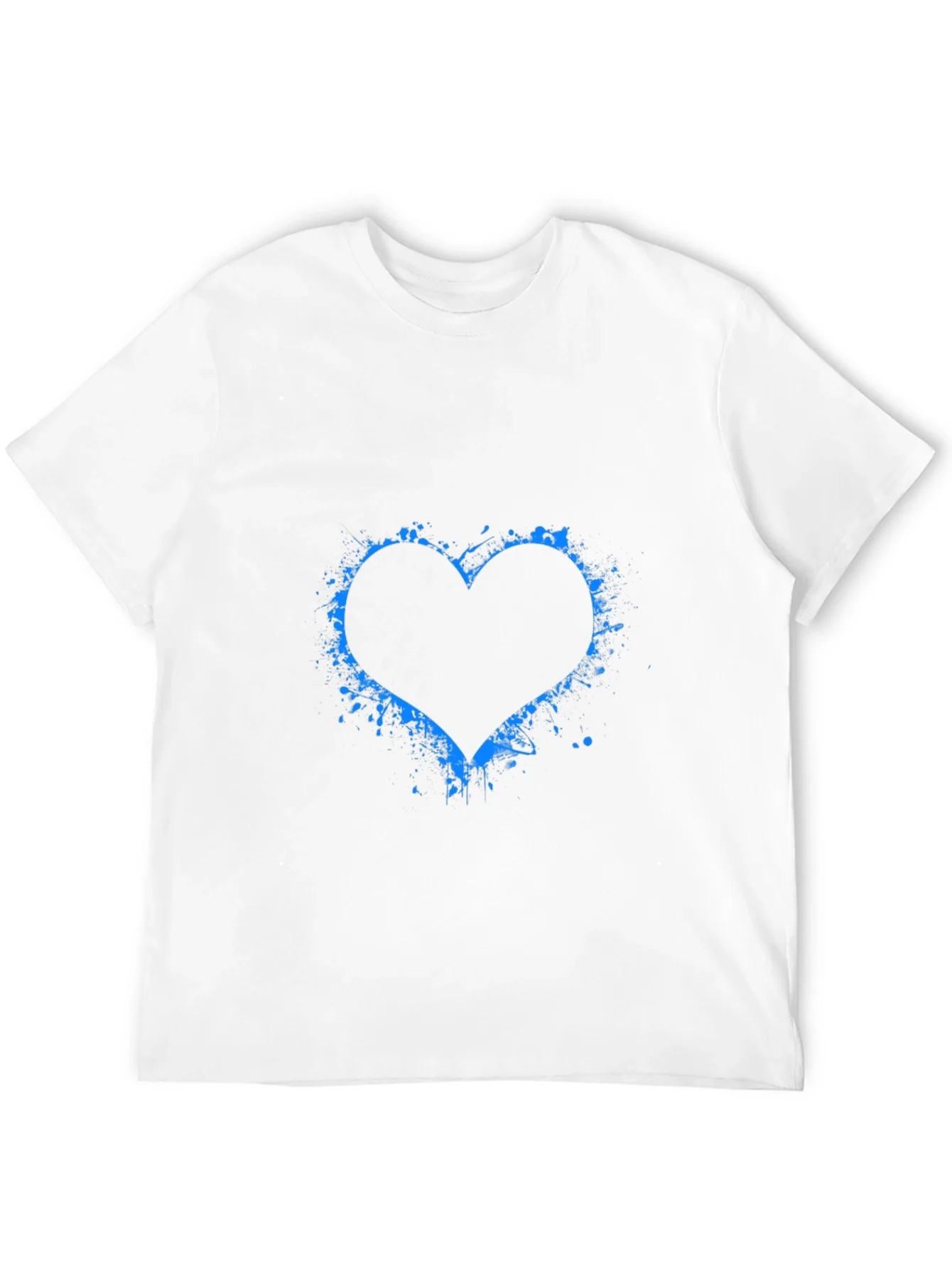 Blue Splatter Heart Black T-Shirt