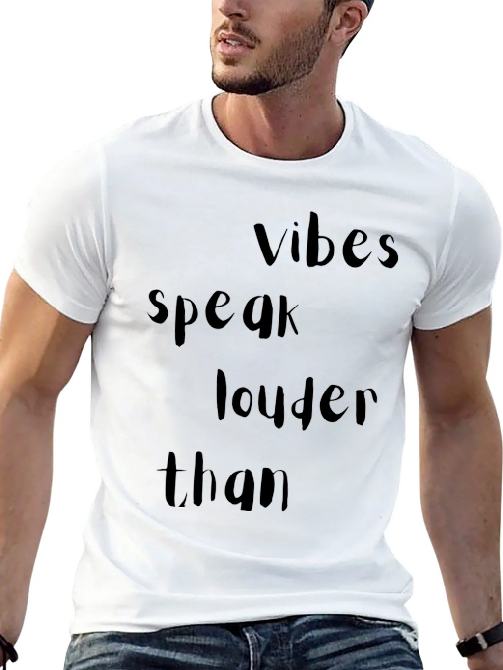 Vibes Speak Louder Than T-Shirt - Trendy Black Tee