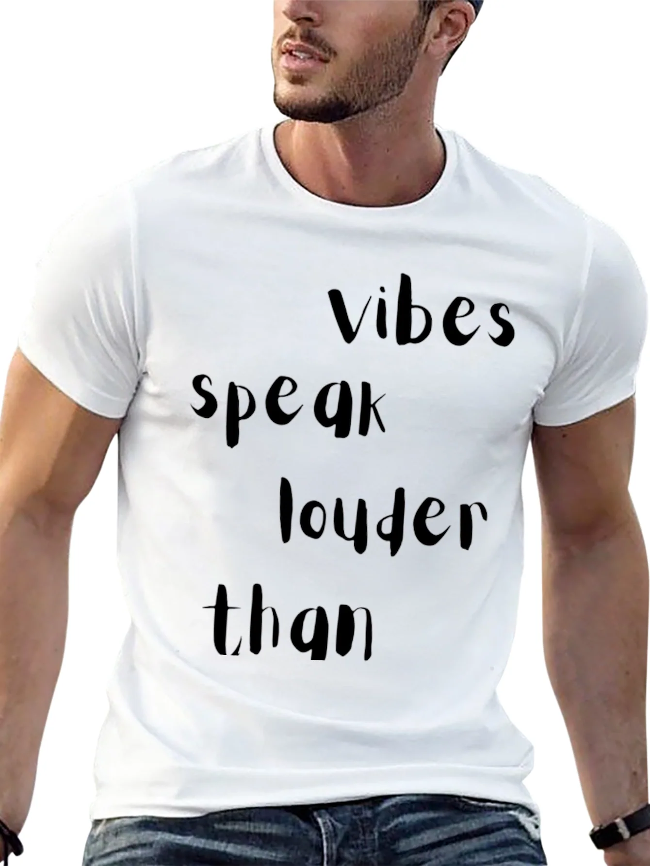 Vibes Speak Louder Than T-Shirt - Trendy Black Tee
