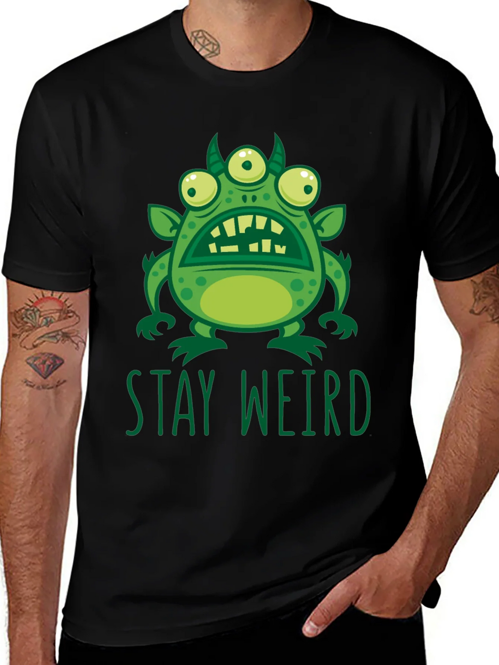 Stay Weird Graphic Tee - Mens Black T-Shirt