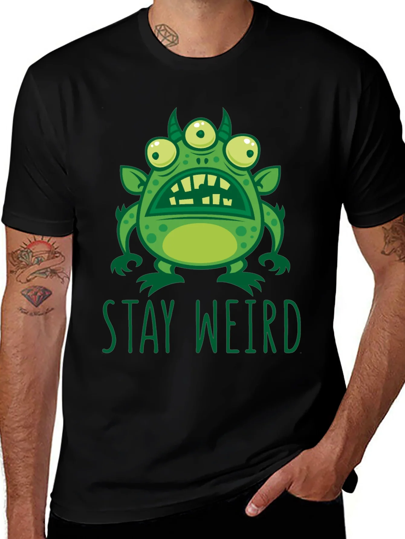 Stay Weird Graphic Tee - Mens Black T-Shirt