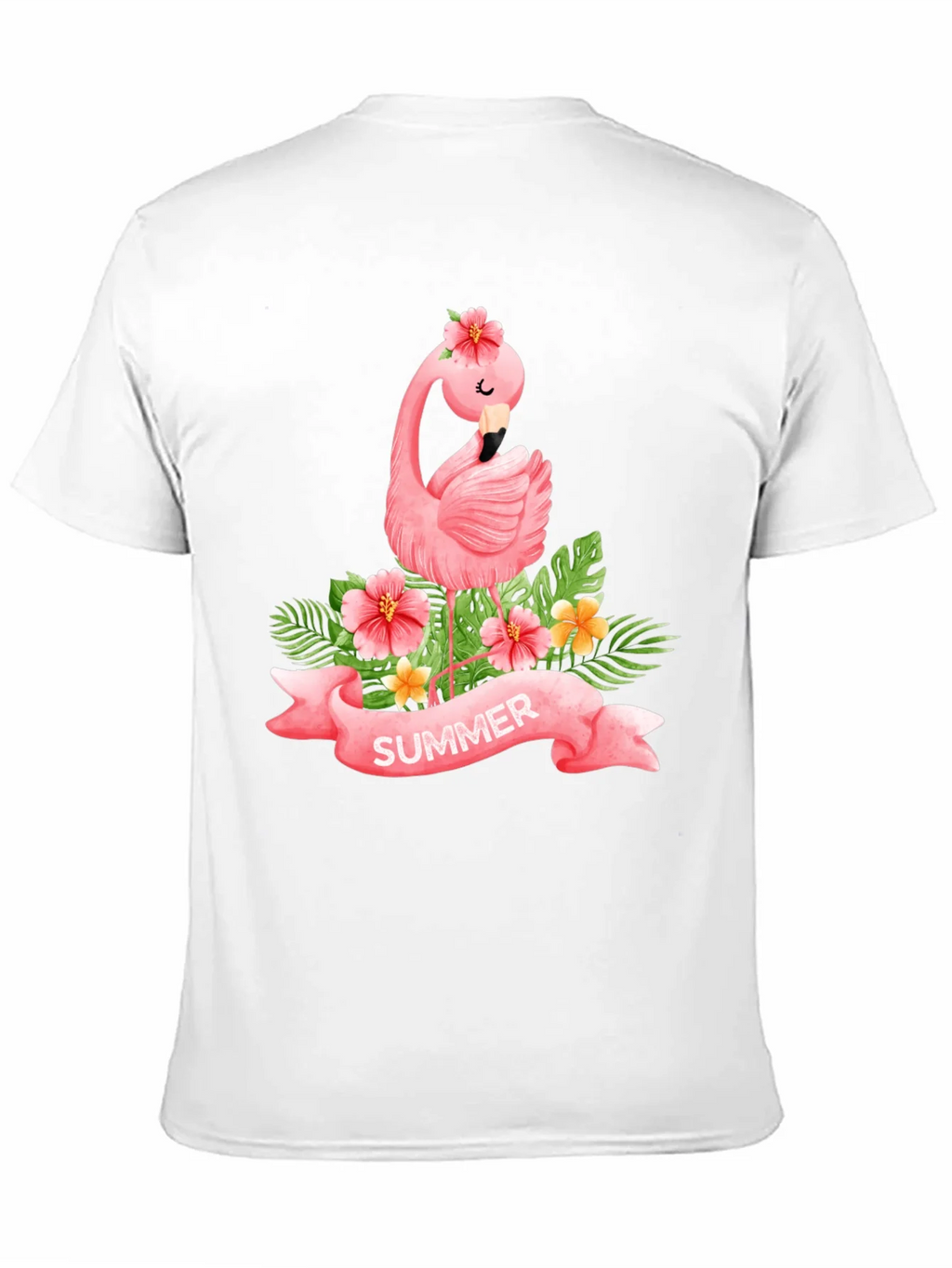 Summer Flamingo Black T-Shirt