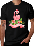 Summer Flamingo Black T-Shirt