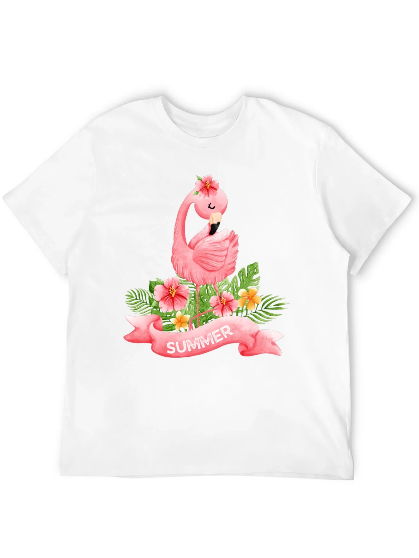 Summer Flamingo Black T-Shirt