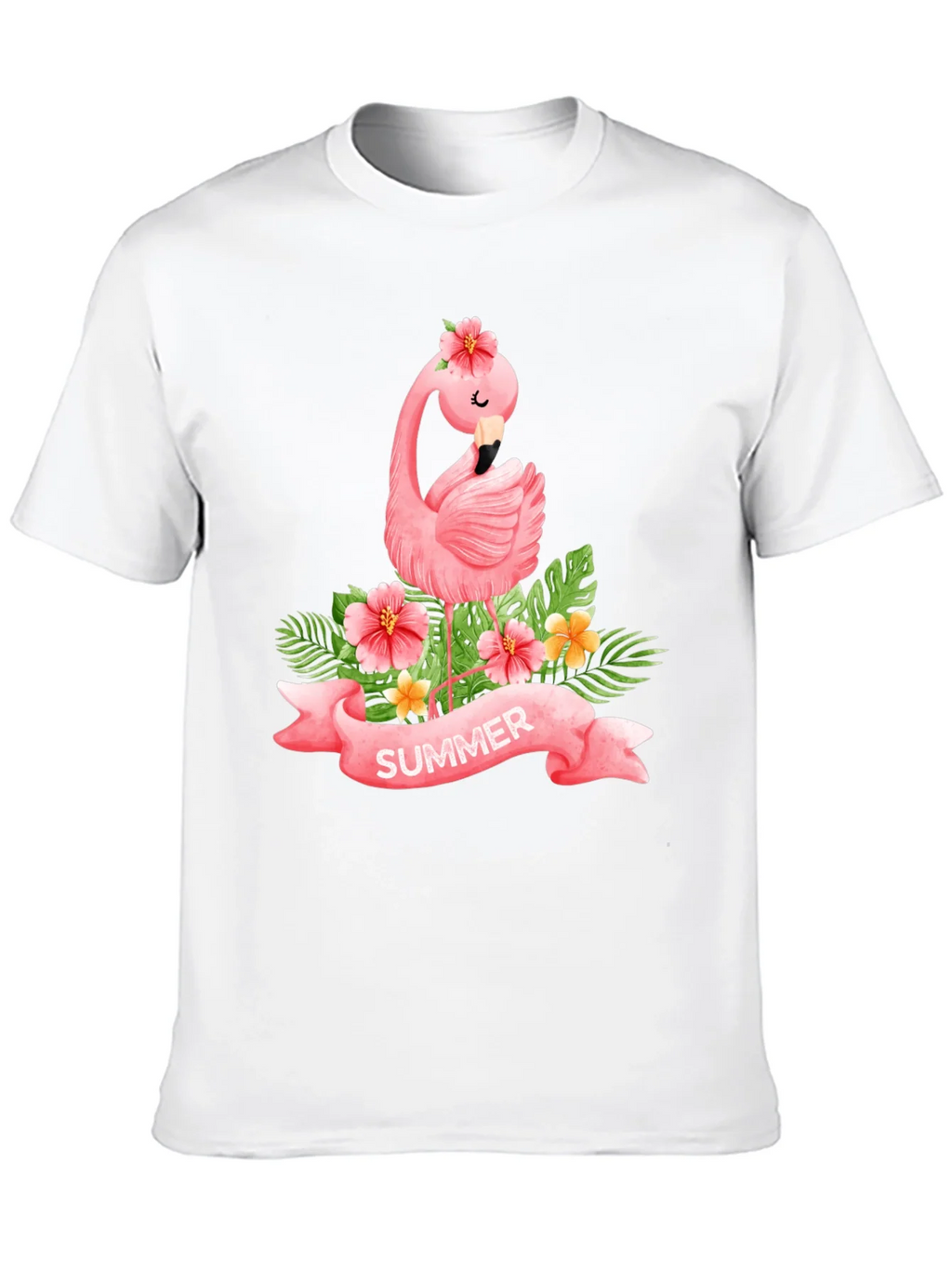 Summer Flamingo Black T-Shirt