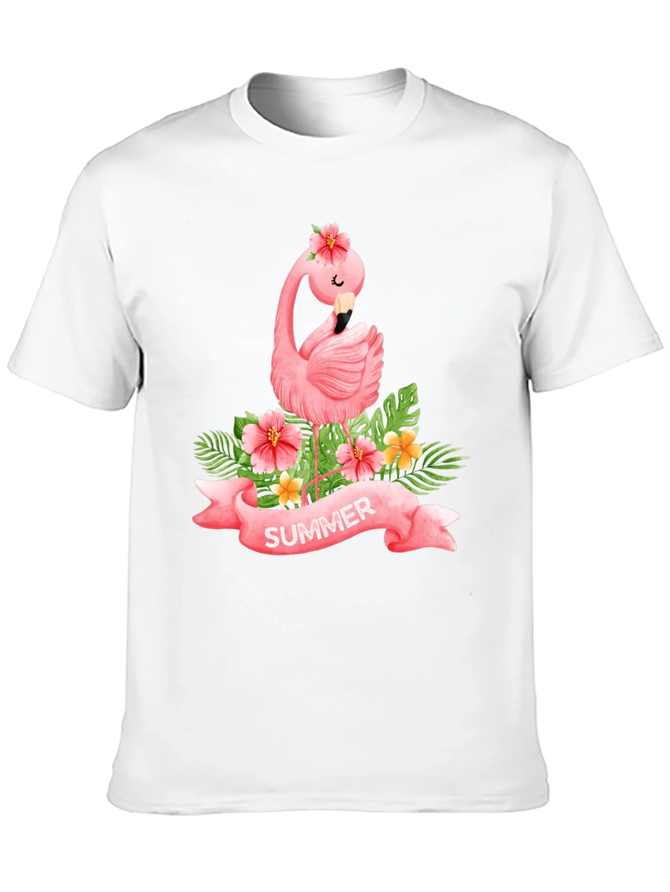 Summer Flamingo Black T-Shirt
