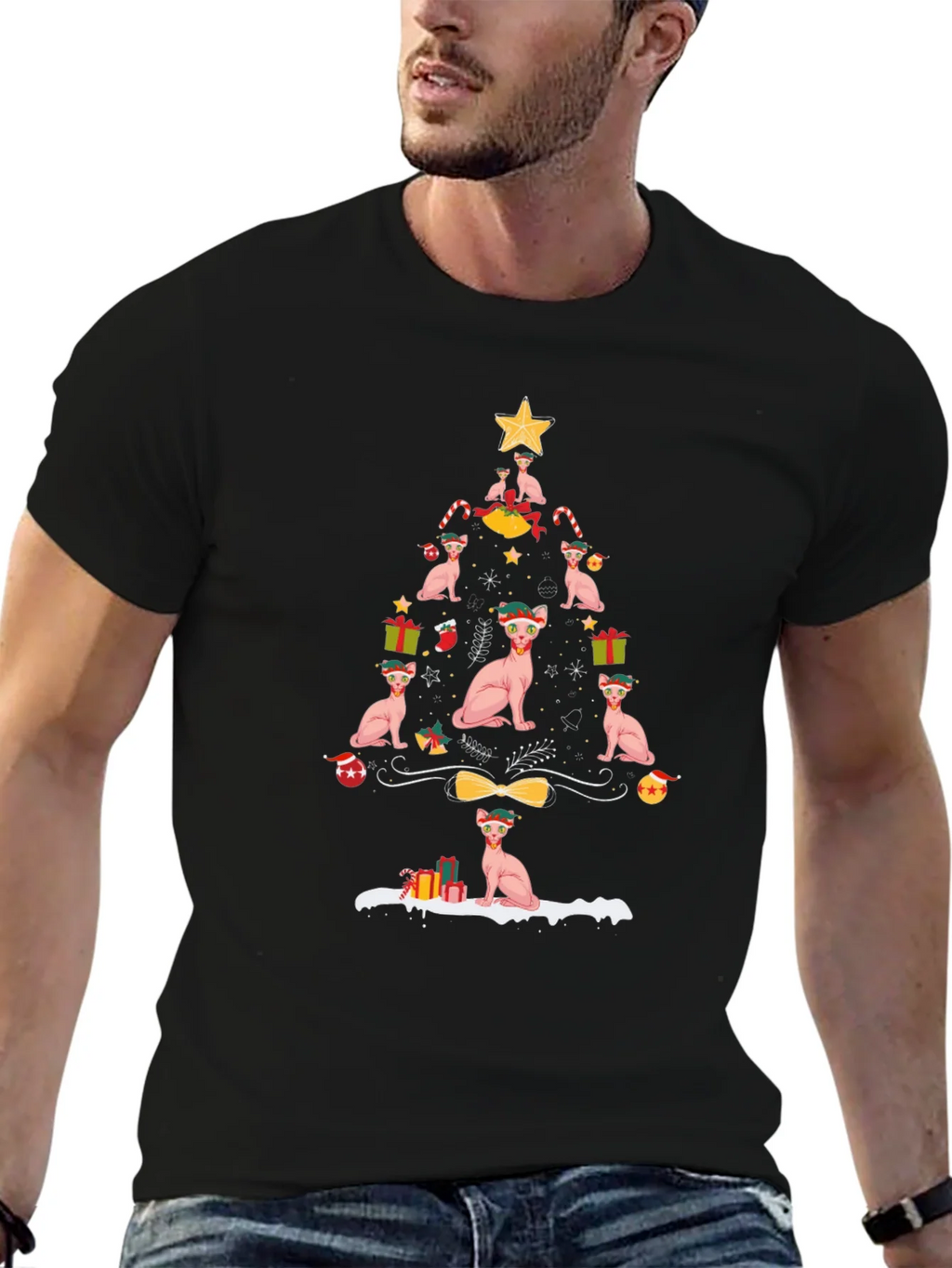 Sphynx Cat Christmas Tree T-Shirt