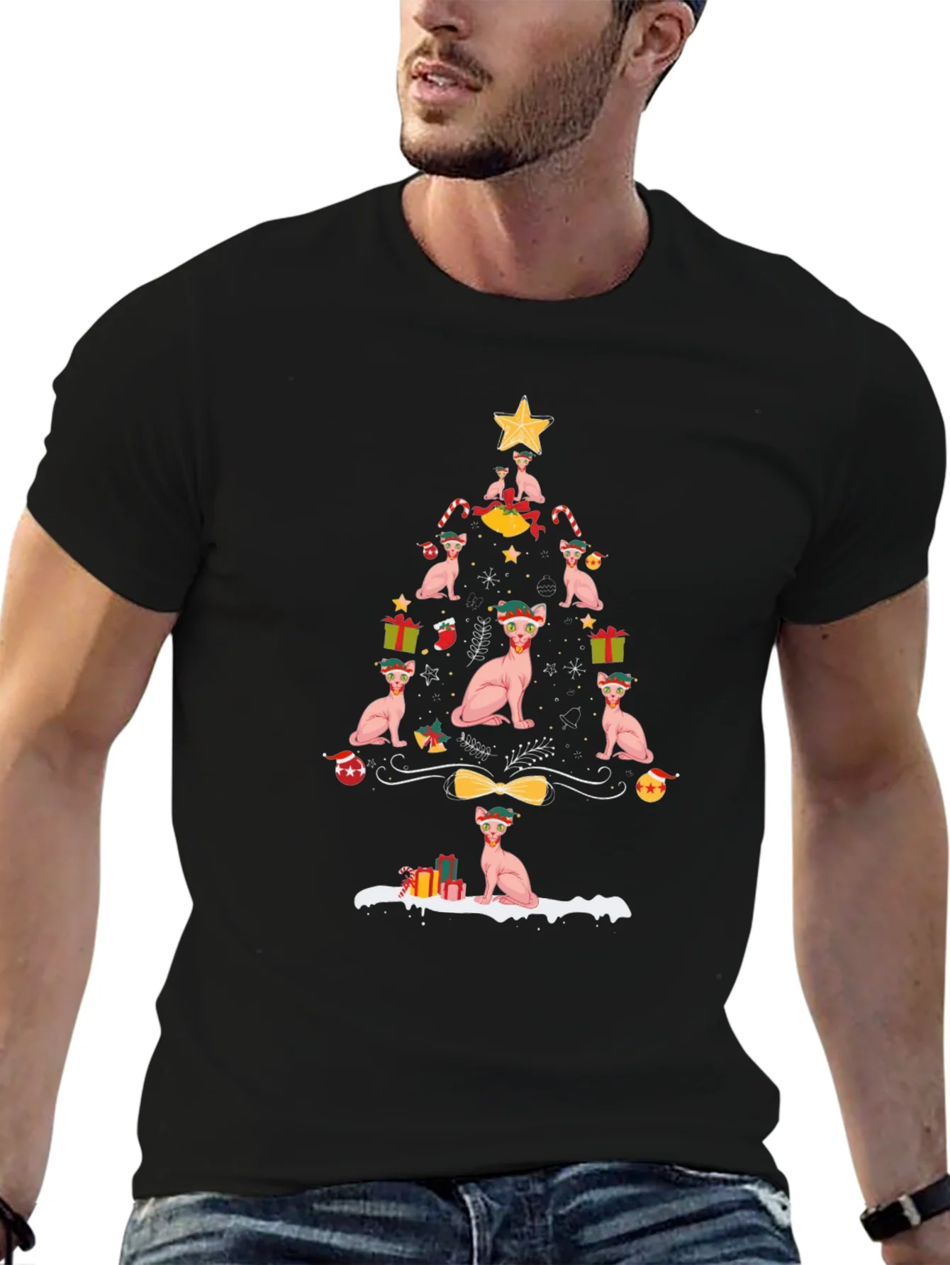 Sphynx Cat Christmas Tree T-Shirt