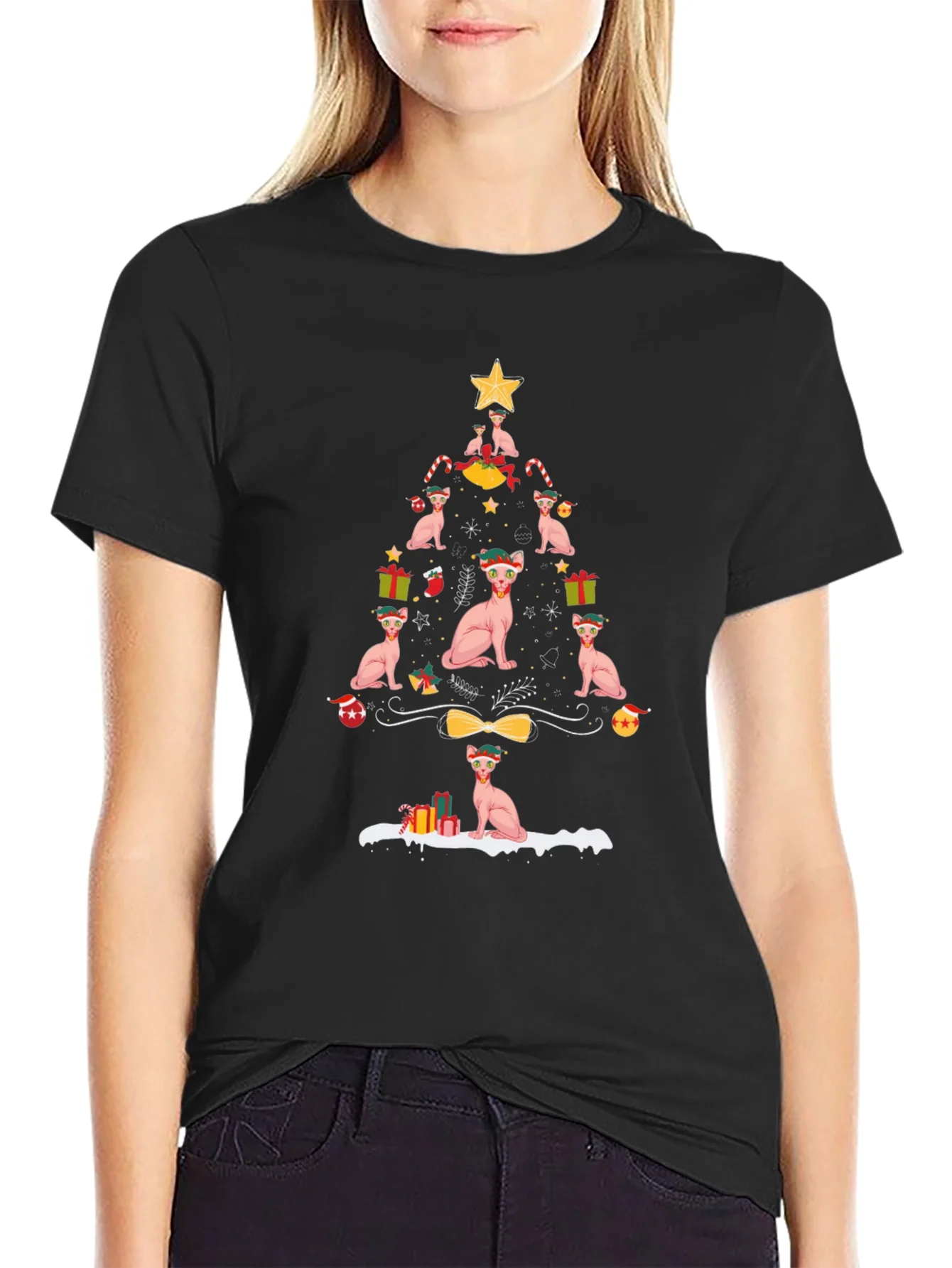 Sphynx Cat Christmas Tree T-Shirt