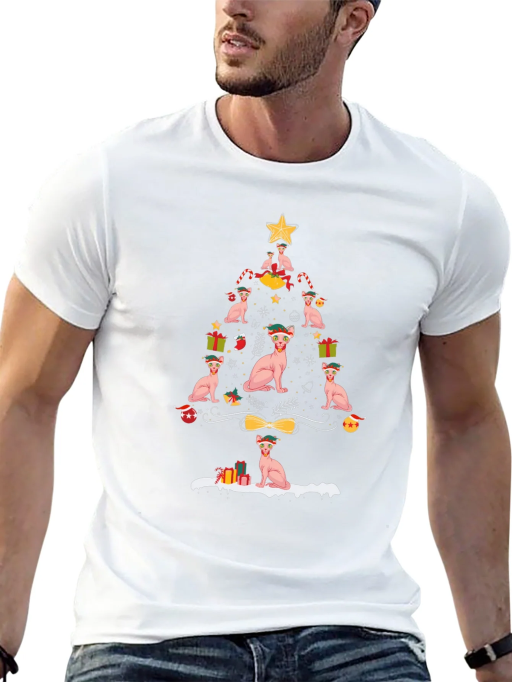 Sphynx Cat Christmas Tree T-Shirt