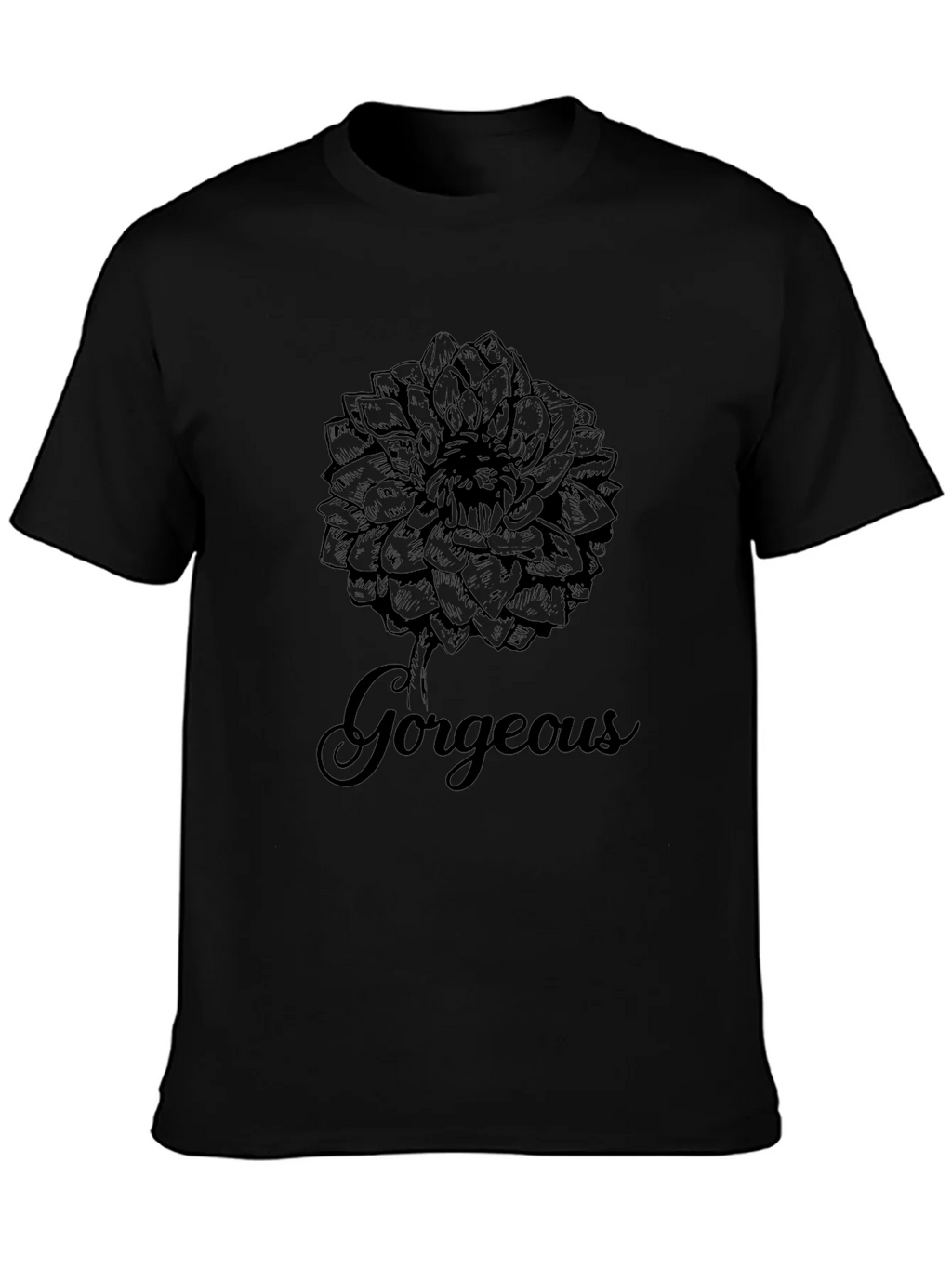 Gorgeous Flower Graphic Print Black T-Shirt
