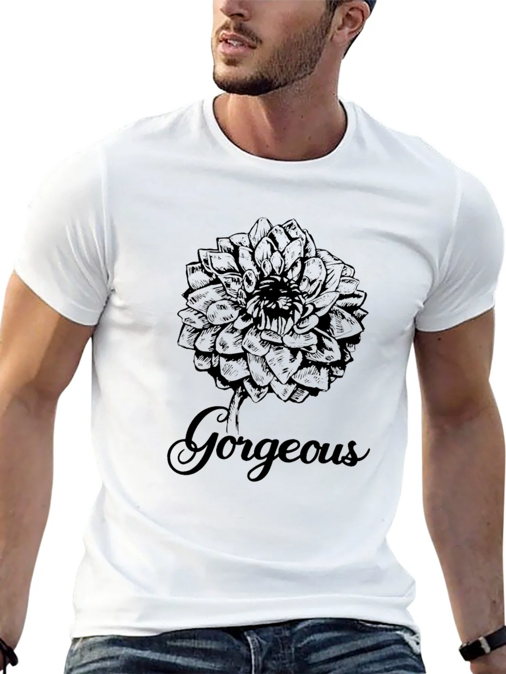 Gorgeous Flower Graphic Print Black T-Shirt