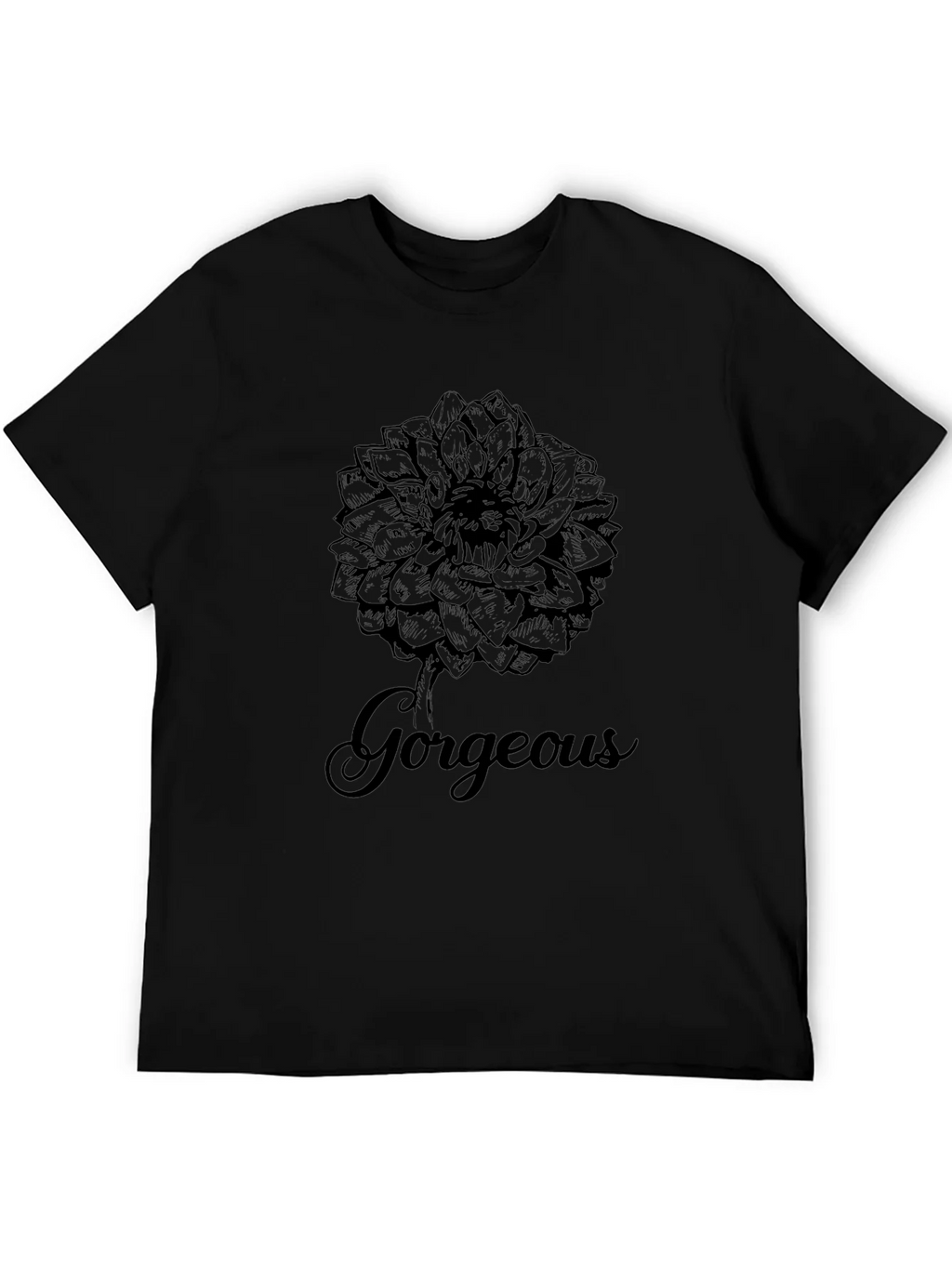 Gorgeous Flower Graphic Print Black T-Shirt