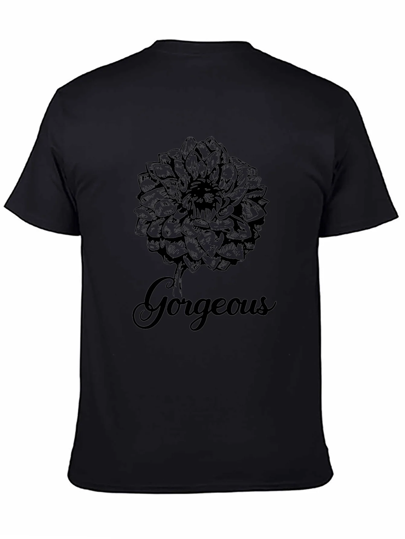 Gorgeous Flower Graphic Print Black T-Shirt