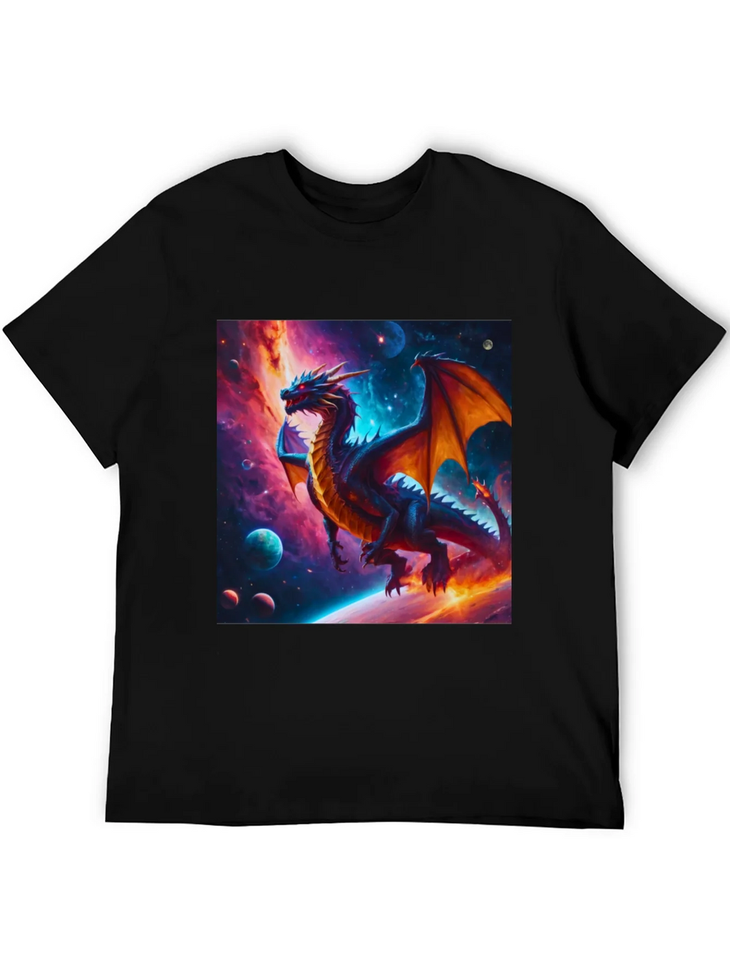 Cosmic Dragon Graphic Tee - Fantasy Universe Shirt