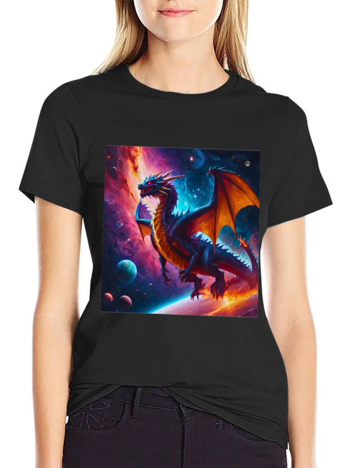 Cosmic Dragon Graphic Tee - Fantasy Universe Shirt