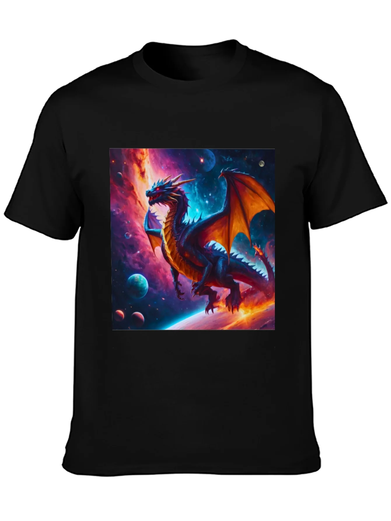 Cosmic Dragon Graphic Tee - Fantasy Universe Shirt