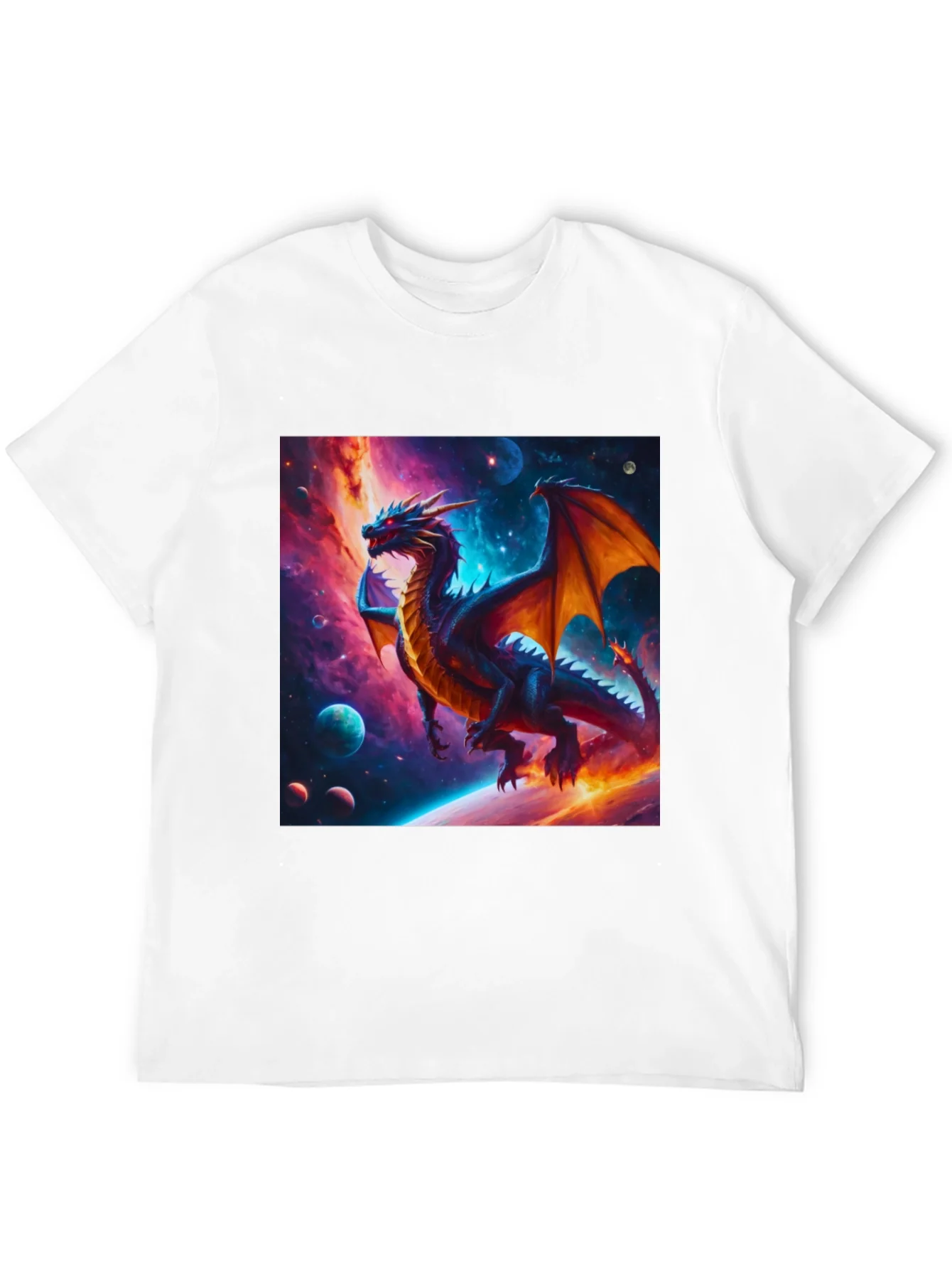 Cosmic Dragon Graphic Tee - Fantasy Universe Shirt