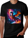 Cosmic Dragon Graphic Tee - Fantasy Universe Shirt