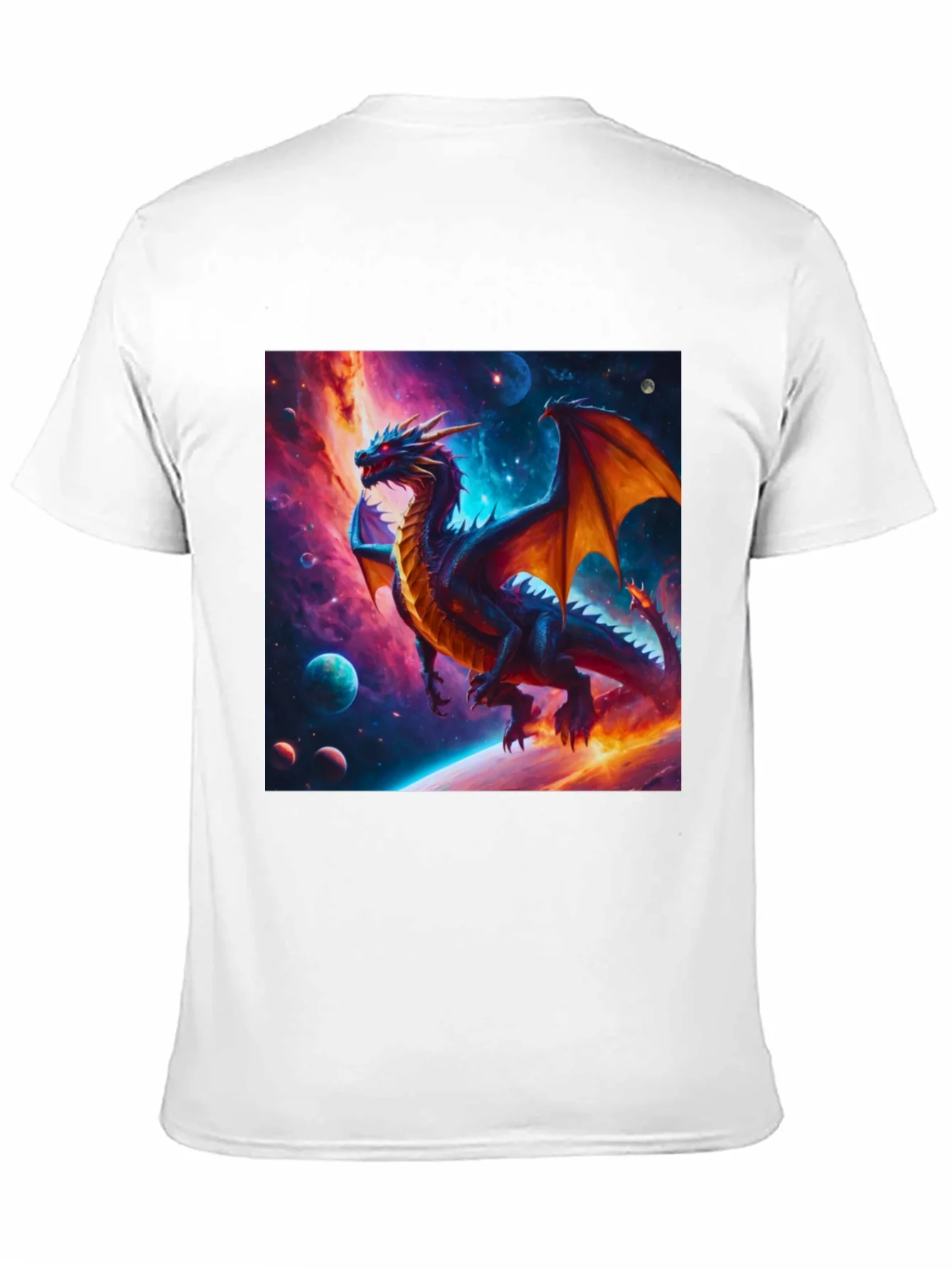 Cosmic Dragon Graphic Tee - Fantasy Universe Shirt