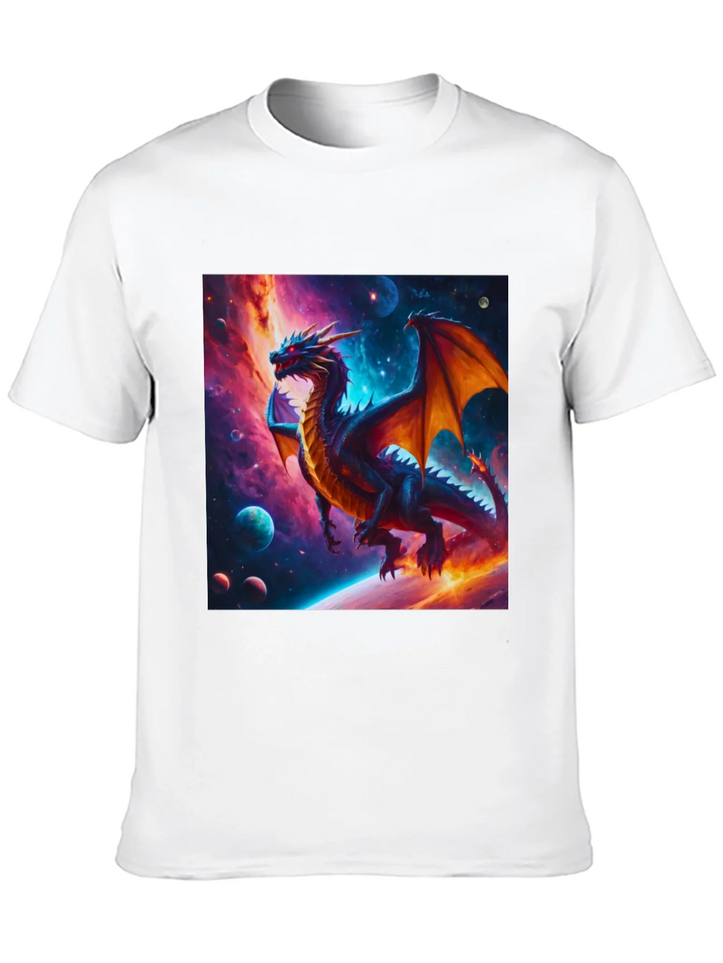 Cosmic Dragon Graphic Tee - Fantasy Universe Shirt