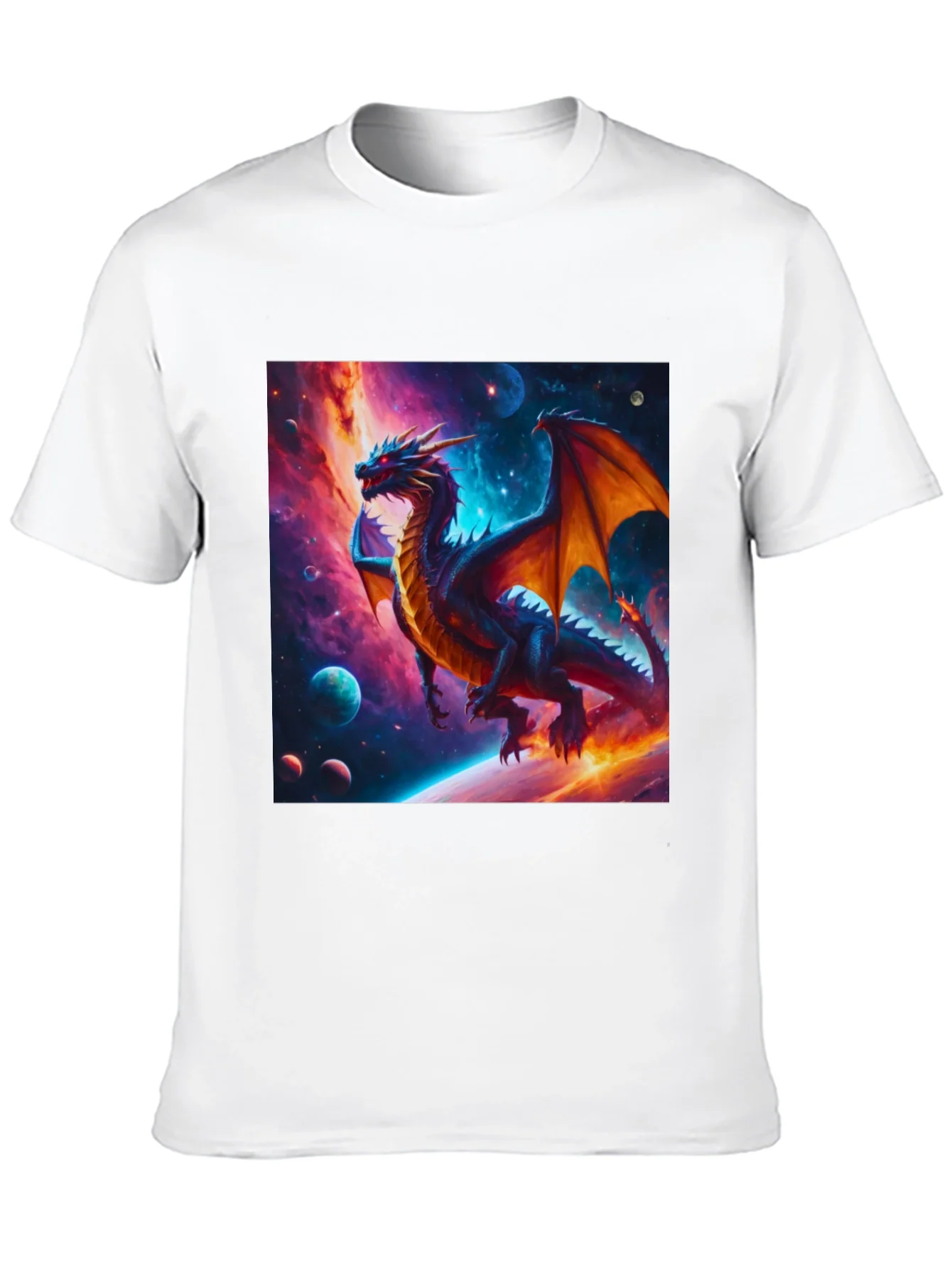 Cosmic Dragon Graphic Tee - Fantasy Universe Shirt