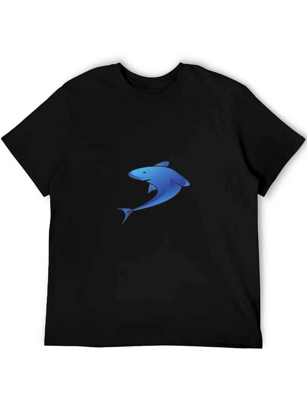Blue Shark Graphic Black T-Shirt