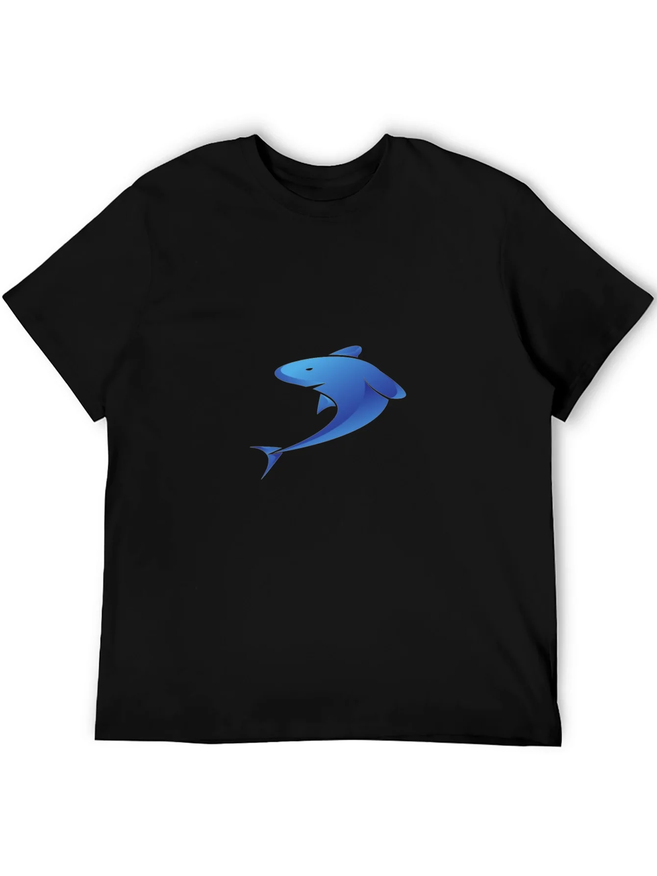 Blue Shark Graphic Black T-Shirt