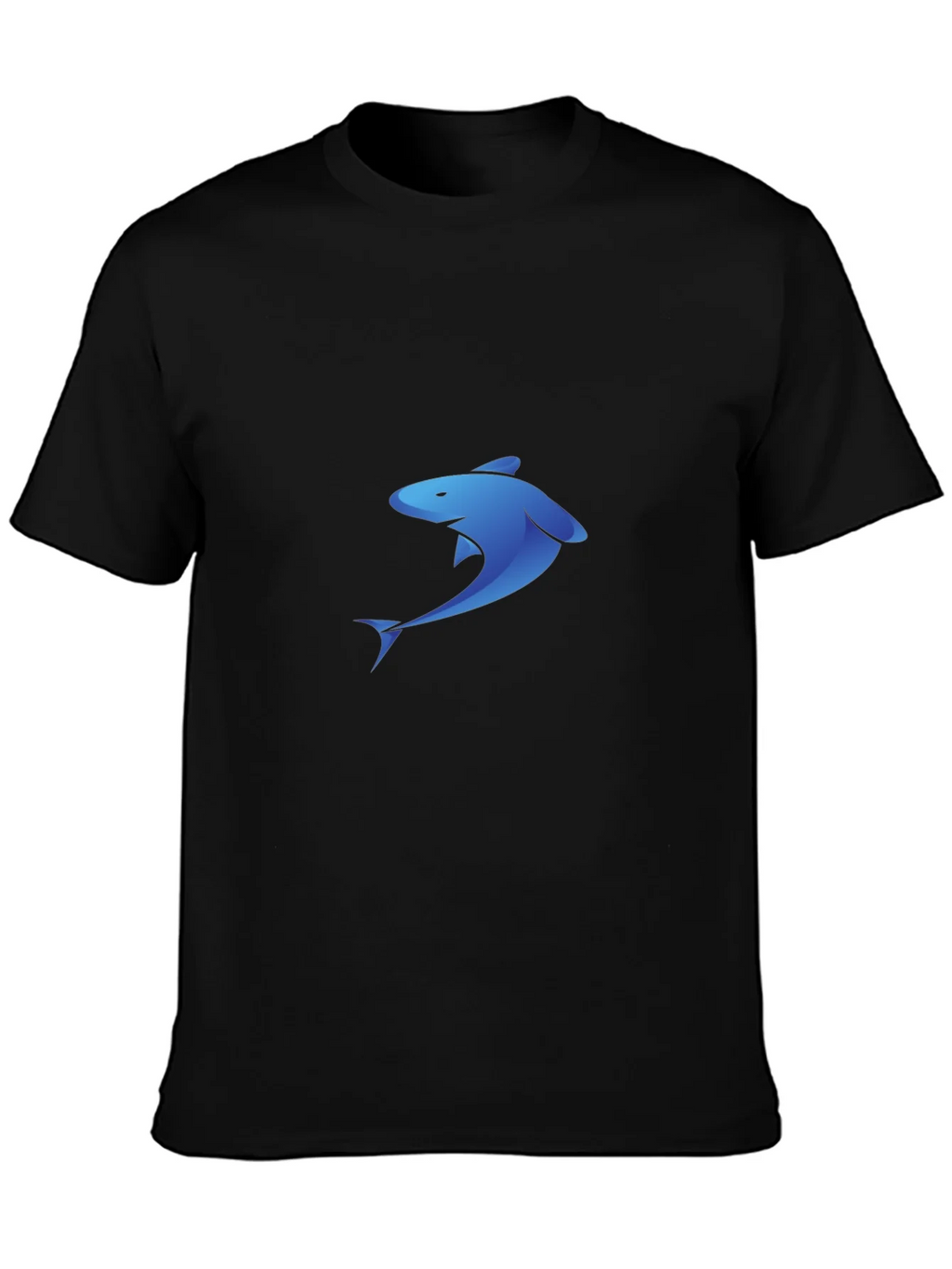 Blue Shark Graphic Black T-Shirt