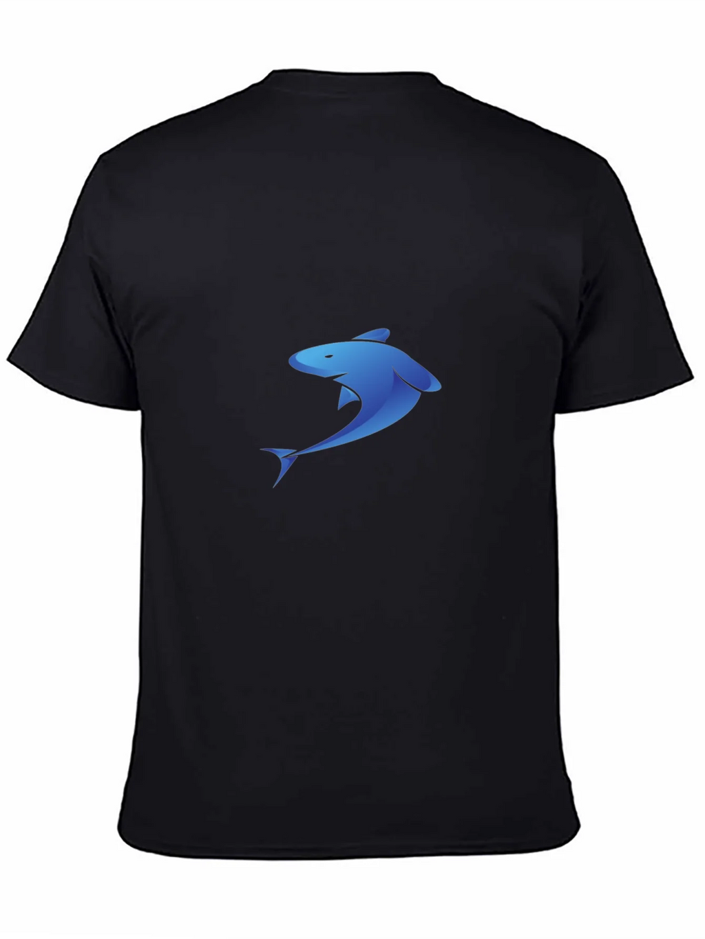 Blue Shark Graphic Black T-Shirt